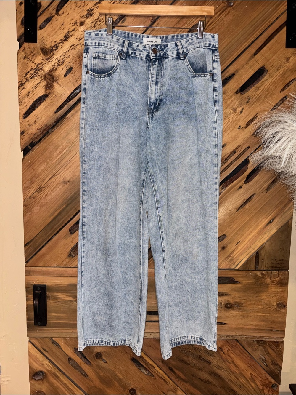 BAMBOO Light Wash Blue High-Waist Wide Leg Jeans